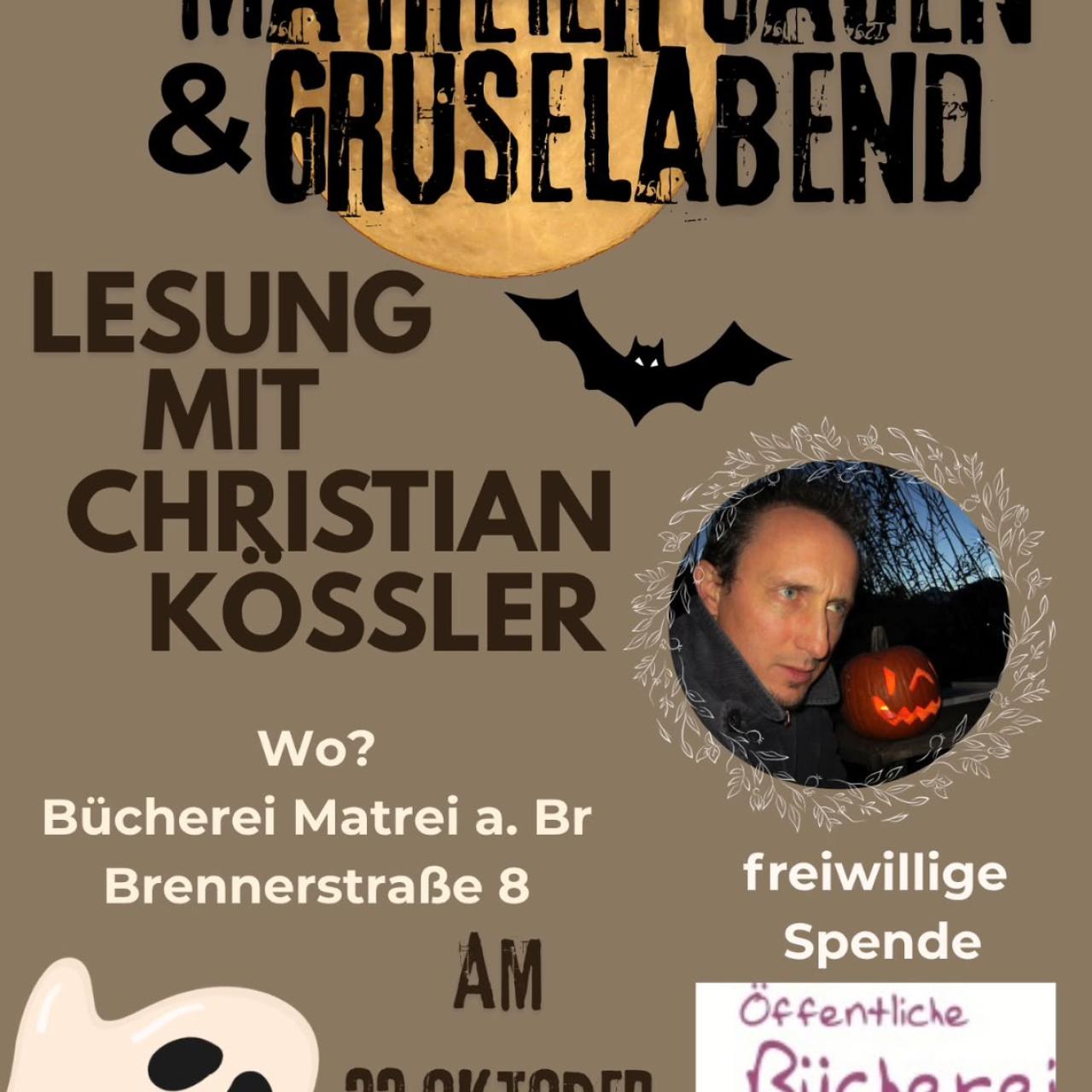 Plakat zur Lesung von Christian Kössler